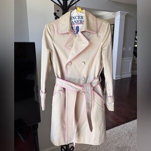 Coach Beige Trench Coat with Pink Accents